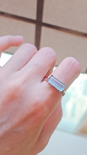 |財燈|A貨翡翠冰玻藍燈管11.6mm純銀鍍18k極簡戒指