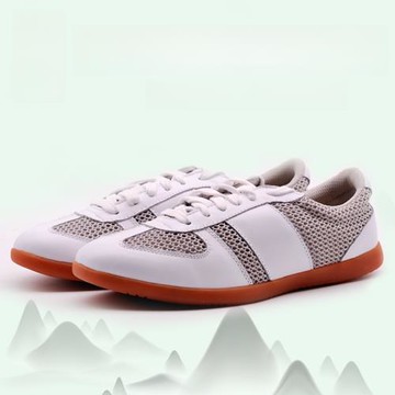 易武堂太極鞋牛筋底透氣軟真皮男女武術練功鞋網面太極拳運動夏季