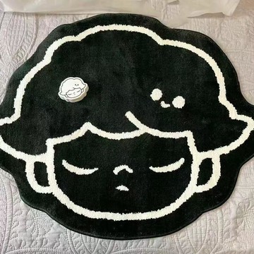 【地毯 地墊 】新北發貨 高品質 特價黑白迪莫地毯臥室卡通可愛仿羊絨腳墊簡約書房牀邊毯兒童客廳地墊