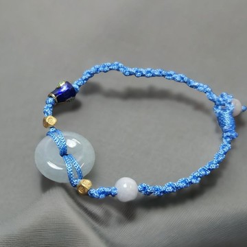 冰種翡翠平安扣編織手鍊 | 天然緬甸玉A貨翡翠 | 送禮