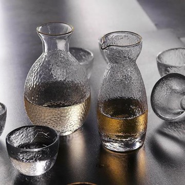 日式錘紋玻璃清酒杯燙酒暖酒壺白酒黃酒具分酒醒酒器家用清酒酒壺