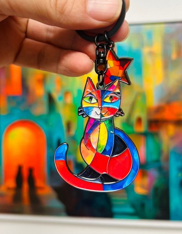 2026馬年禮物-喵星人藝術金屬鑰匙扣