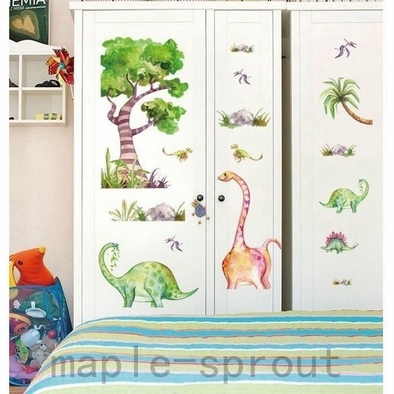 ウォールステッカーウォールシール壁紙ステッカー壁紙シール絵画風手書き風pvc恐竜木葉っぱかわいいカラフル鮮やかおしゃれイン 通販 Lineポイント最大get Lineショッピング