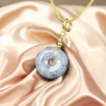 烏雞翡翠平安扣14K包金項鍊 | 天然緬甸玉翡翠A貨 | 送禮