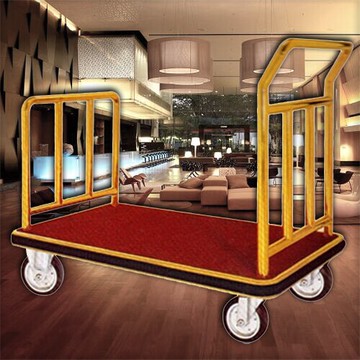 【企隆 圍欄 飯店用品】 行李車 飯店 旅館 民宿 行李架 H306T U型行李車(鍍鈦 紅毯)