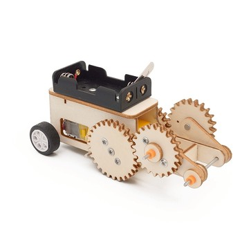 【W先生】科技小製作 齒輪往返車 生活科技 科學實驗 木製 教材 材料包 科學玩具 益智 教育 DIY拼裝 自行組裝