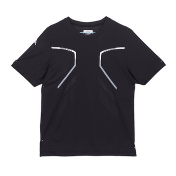 KAPPA義大利時尚吸濕排汗中性短袖圓領衫 黑 341X84W005