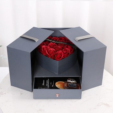 【ʚ ɞGIFTME5台灣現貨ʚ ɞ】心型香皂花盒 抽屜盒 收納盒 紀念日 情人節禮物 生日禮物 香皂花禮盒 送禮