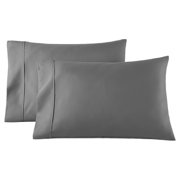 AHOYE 1800針細纖柔膚枕頭套 2個 雙刷抗皺 灰色  74 x 48 x 0.5cm