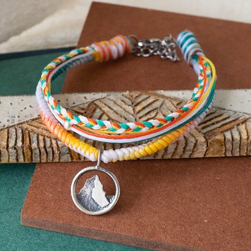 台灣百岳【迷你大霸尖山】925純銀蠟線編織手鍊 送禮