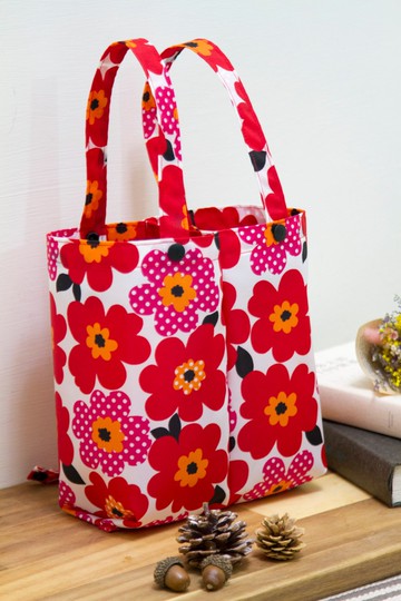 【Gi LAI】環保雙杯手提袋/情侶飲料袋－普普風亮麗花朵-紅