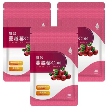 Tsuie 日濢 雙效蔓越莓 C100  750mg  30顆  3包