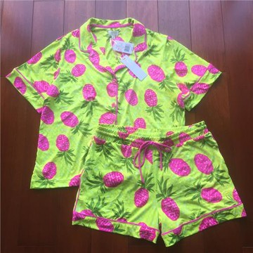 外貿出口女裝 歐美原單 女士夏季薄款短袖短褲睡衣家居服套裝