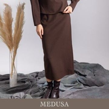 現貨【MEDUSA 曼度莎】素雅保暖極簡直筒長裙（M-XL）｜長裙 保暖長裙 修身剪裁