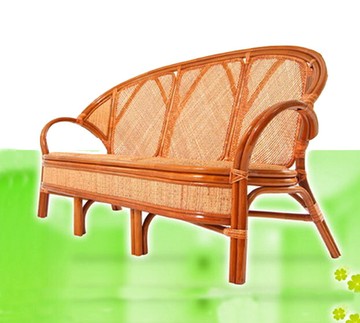 msl米詩蘭  關廟藤椅麗寶藤皮三人坐藤椅/客廳沙發椅(古銅色)