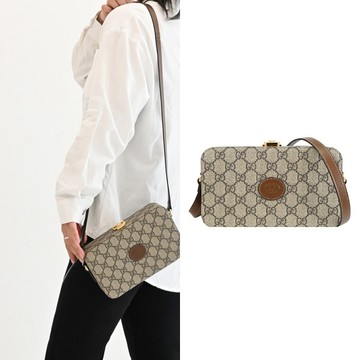 GUCCI 723129 Interlocking GG LOGO箱型硬殼迷你斜背包.駝/咖