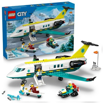 LEGO 樂高城市系列緊急救護飛機60465，救援場景積木玩具，激發想像力  1盒  混和顏色