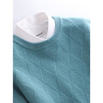 秋冬新款圓領毛衣男裝寬松大碼青少年打底衫休閑流行低領羊毛衫厚