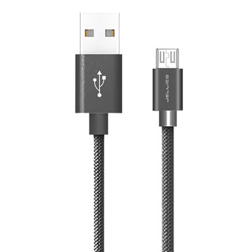 JELLiCO 杰力科 優雅系列 Micro-USB充電傳輸線 棉線 抗氧化金屬頭  1m  黑色  1個