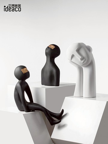 簡約現代人物抽象藝術雕塑擺件樣板間客廳售樓處創意家居飾品擺設