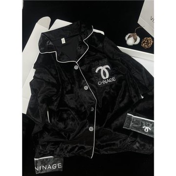 金絲絨睡衣情侶女秋冬長袖高級感開衫家居服兩件套男士套裝可外穿