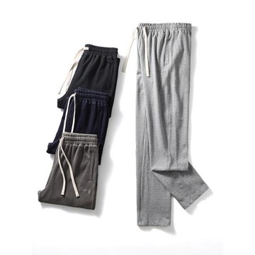 純棉運動褲男春秋款直筒針織潮流抽繩褲子外貿男裝美式全棉休閑褲