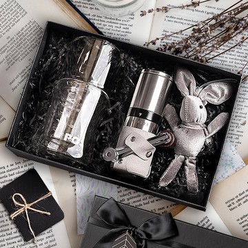 【手沖咖啡套裝禮盒】磨豆機/雙層玻璃濾杯組 情人節 生日 新年禮