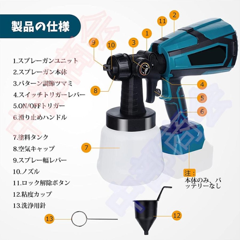 使い勝手の良いマキタ互換スプレーガン 電動 塗装 噴霧器 充電式 18V