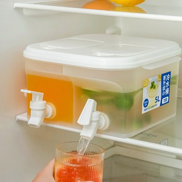 超大容量翻蓋直加雙格冷水壺  白色/透明色  1個  5L