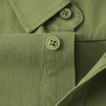 顯白時尚穿搭！重磅牛油果綠純棉翻領襯衫 通勤休閑長袖襯衣情侶