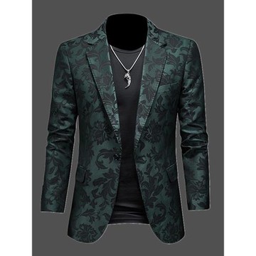 歐洲站休閑花西裝男外套修身韓版春秋單西潮流大碼高端雙開衩西服