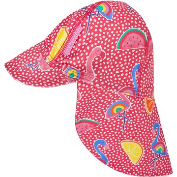 英國 JoJo Maman BeBe 嬰幼兒/兒童泳裝戲水UPF50+防曬護頸遮陽帽_繽紛紅鶴_JJH3981
