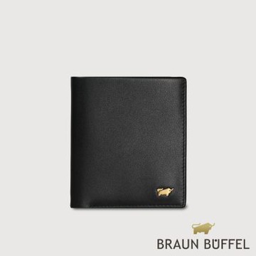 【BRAUN BUFFEL 德國小金牛】台灣總代理 新遊牧族-TW 6卡直立短夾-黑色/BF380-306-BK