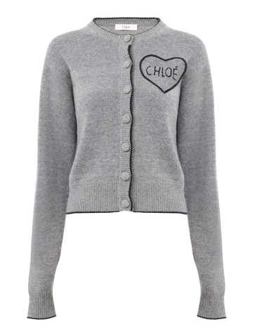 chloé fitted cardigan with logo