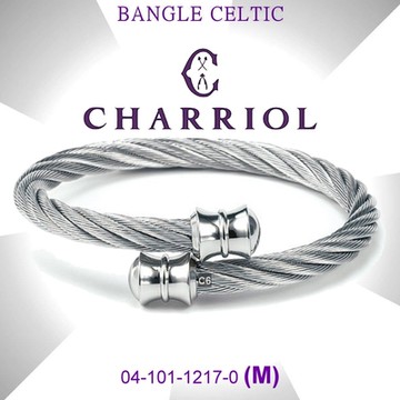 CHARRIOL夏利豪 Bangle Celtic鋼索手環  扯鈴飾頭銀色鋼索M款 C6(04-101-1217-0-M)
