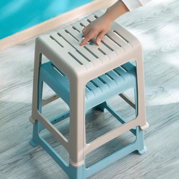 茶花塑料凳加厚塑料高凳浴室凳成人餐桌條紋凳塑料凳子辦公凳凳子