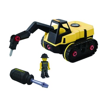 STANLEY Jr. 組裝工程車  STEM 工程玩具  附十字起子和人偶  5.6 x 10.3 x 5.5英吋  鑽地機  1個