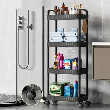 儲物架四層 多層置物架 小推車收納架 廚房浴室房間移動式推車層架