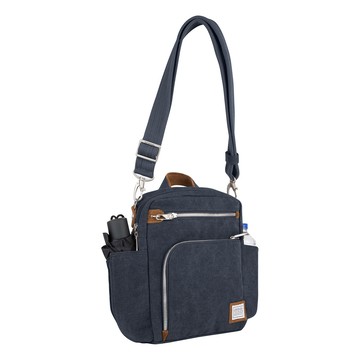 TRAVELON Heritage帆布四層防盜斜背包(牛仔藍)