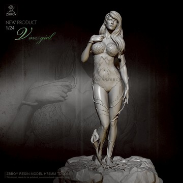 全高75mm YUFAN改制 藤蔓女 樹脂兵人(白模) TD-2264