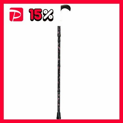 杖/DX折りたたみ花柄ステッキ (1) 長さ4段階調節可 (歩行補助用品/介護用品) ブラック（黒）