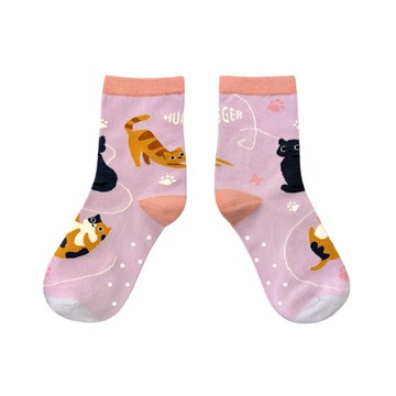 HUGGER舒適中筒棉兒童襪14-22cm 貓咪(兒童背包同款)MIT台灣製
