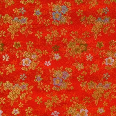 金襴 生地 はぎれ 和柄 もりさん B 不織布貼り無し 花寄文 赤系 幅70cm 金襴織物 30cm以上10cm単位 切売り 通販 京都 西陣