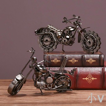 鐵藝炫酷摩托車創意擺件送男友老公生日禮物客廳裝飾品桌面工藝品