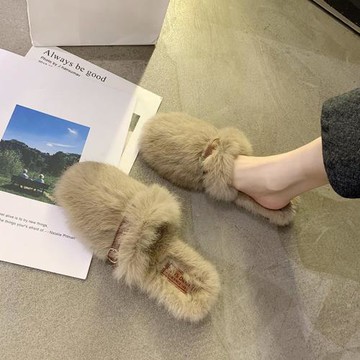 網紅懶人毛毛拖鞋包頭半拖鞋女外穿2023年新款潮鞋時尚百搭穆勒鞋