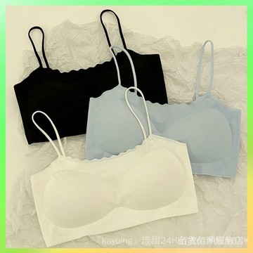 🔥臺灣出貨 無痕抹胸冰絲內衣少女學生細肩帶防走光無鋼圈文胸聚攏背心夏季女 限時特賣X315-7-AA