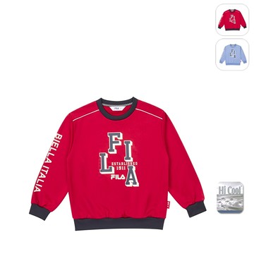 【FILA】KIDS 孩童款 吸濕排汗 長袖圓領T恤-紅色 1TEY-8700-RD