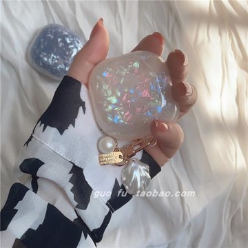 適用三星buds FE無線藍牙耳機保護套貝殼紋時尚ins分體女款極光Galaxy buds Pro軟buds live保護套耳機殼2pro