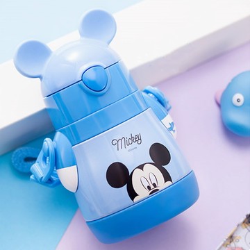 優貝選 迪士尼俏皮小胖瓶 兩用保冷/保溫兒童背帶吸管水壺  1個  310ml  藍色