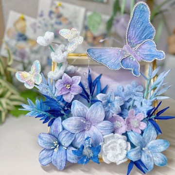 🌷扭一扭🌷 扭扭棒蝴蝶相框花束手作diy材料包浪漫畫框禮物送閨蜜女友仿真花 手作花束 畢業花束 交換禮物